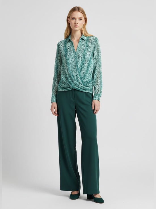 MICHAEL Michael Kors Tops - MICHAEL Michael Kors Teal Snake Print Long-Sleeve Blouse